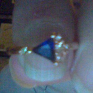 size 5 ring rose gold plated 925 st. silver with sapphire and diamonds